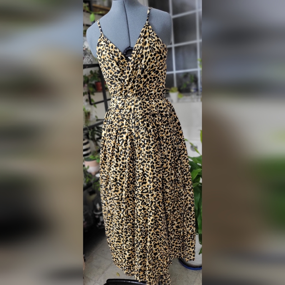 ASOS Patterned Midi Dress in Black and Tan